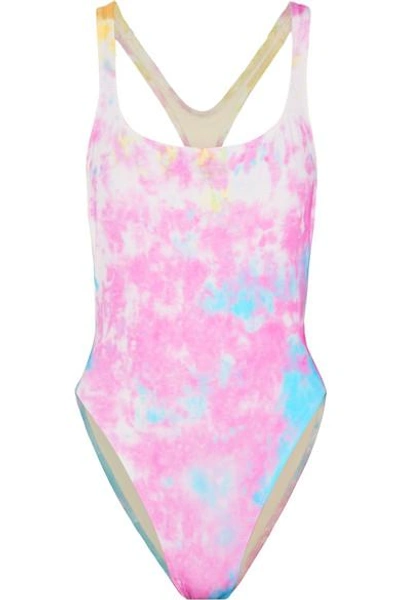Shop Solid & Striped Re/done The Venice Cutout Tie-dyed Swimsuit In Pastel Pink