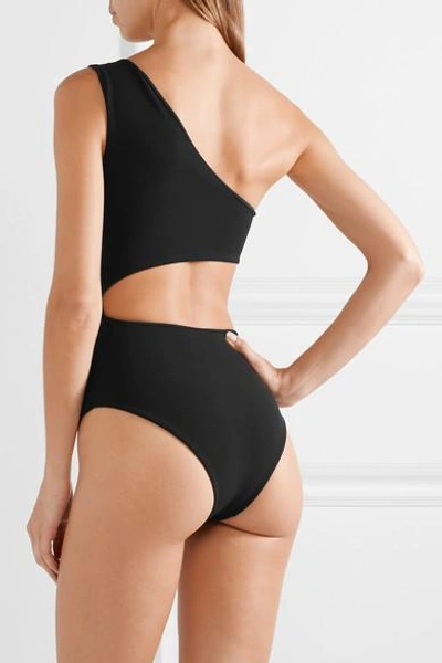 Shop Haight Monica One-shoulder Cutout Swimsuit In Black