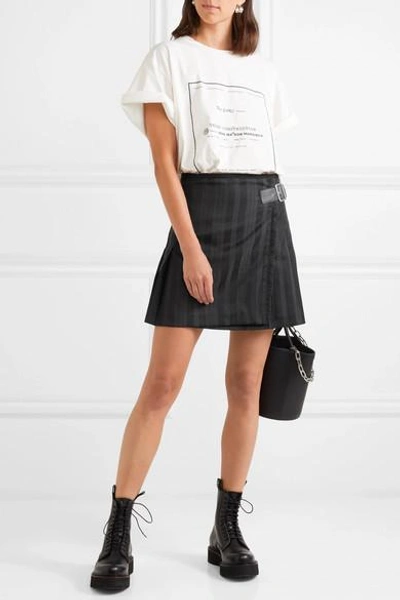 Shop Mcq By Alexander Mcqueen Wrap-effect Striped Wool-blend Jacquard Mini Skirt In Black