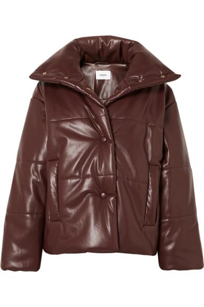 Shop Nanushka Hide Oversized Quilted Vegan Leather Jacket In Plum