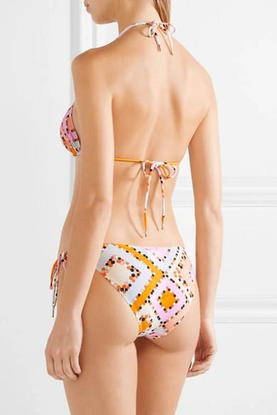 Shop Emilio Pucci Printed Triangle Bikini In Peach