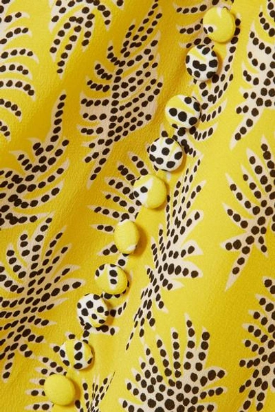 Shop Saloni Eve Printed Silk Crepe De Chine Mini Dress In Yellow