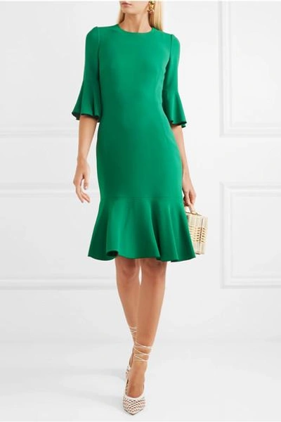 Shop Dolce & Gabbana Ruffled Cady Dress In Green