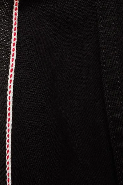 Shop Alexander Mcqueen Layered Grosgrain-trimmed Denim Jacket In Black
