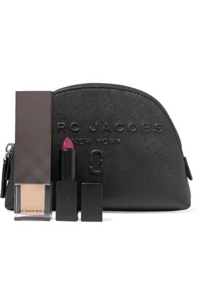Shop Marc Jacobs Embossed Textured-leather Cosmetics Case In Black