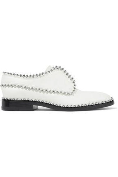 Shop Alexander Wang Wendie Studded Leather Brogues In White