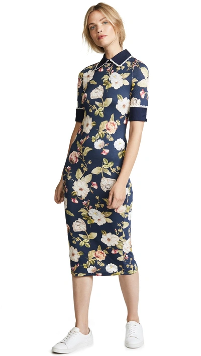 Shop Alice And Olivia Delora Dress In Hazy Floral - Sapphire