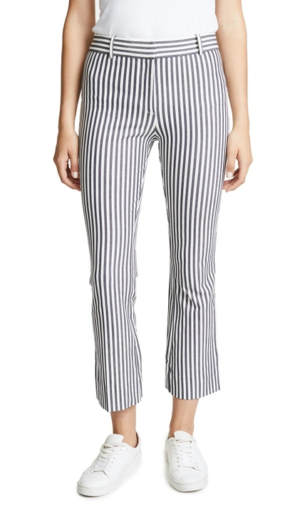 Shop Derek Lam 10 Crosby Cropped Flare Trousers In White/blue