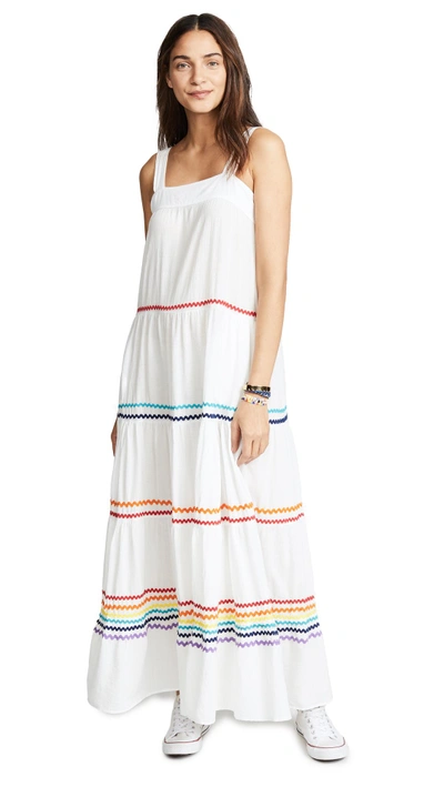 Shop 9seed Sayulita Tier Maxi Dress In White/rainbow