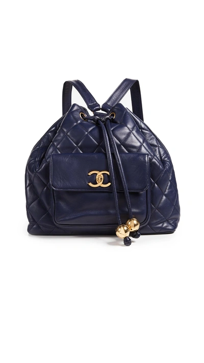 Pre-owned Chanel Large Backpack In Navy