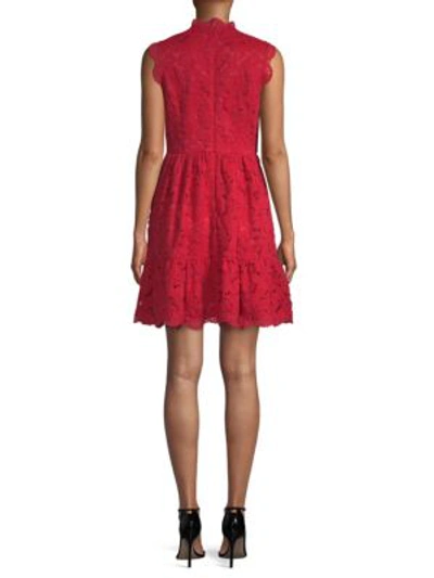 Shop Kate Spade Lace Fit-and-flare Dress In Ling On Berry