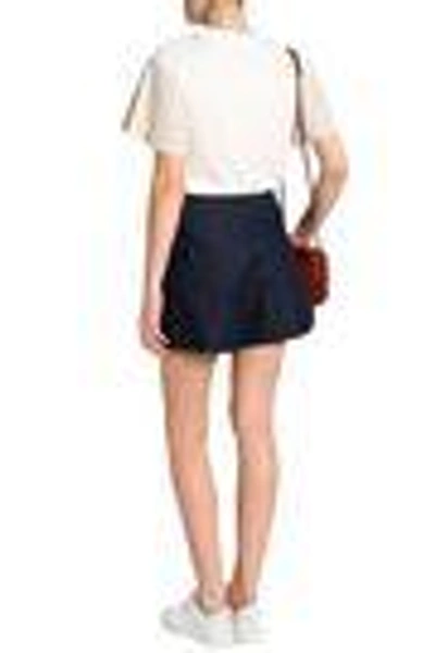 Shop See By Chloé Woman Cutout Embroidered Denim Shorts Dark Denim