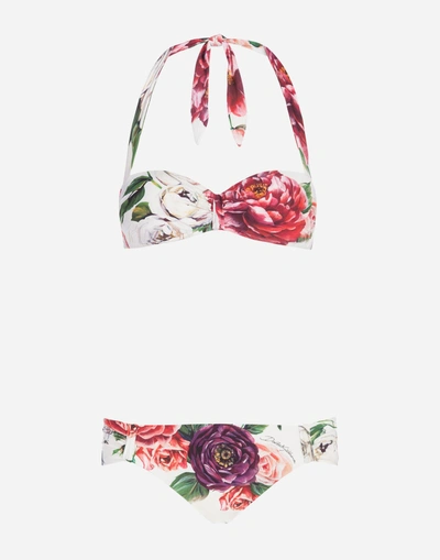 Shop Dolce & Gabbana Printed Bikini With Balconette Bikini Top In Floral Print