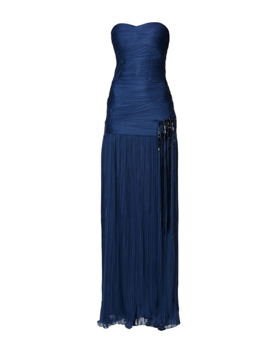 Shop Halston Heritage Long Dress In Dark Blue