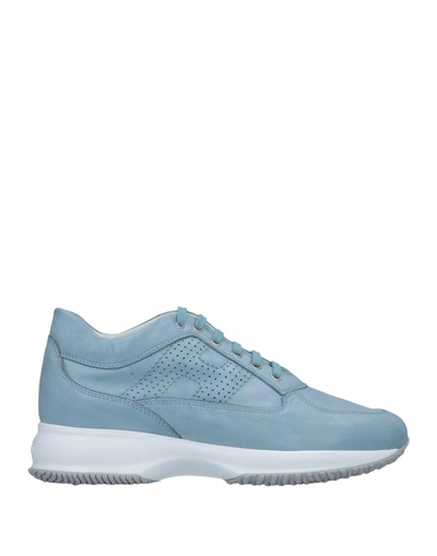 Shop Hogan Woman Sneakers Sky Blue Size 8.5 Soft Leather