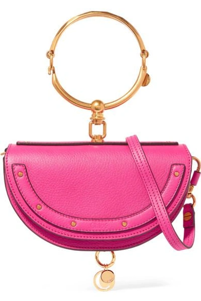 Shop Chloé Nile Bracelet Mini Textured-leather Shoulder Bag In Fuchsia