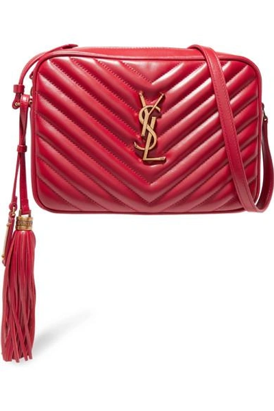 Shop Saint Laurent Monogramme Lou Medium Quilted Leather Shoulder Bag In Red