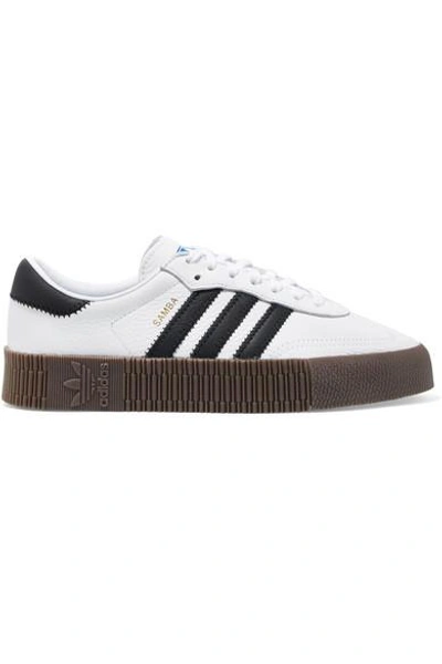 Shop Adidas Originals Sambarose Textured-leather Platform Sneakers In White