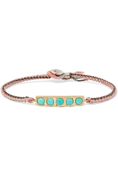 Shop Brooke Gregson 14-karat Gold, Sterling Silver And Turquoise Bracelet In Pink