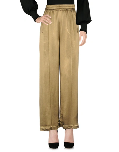 Shop Ganni Casual Pants In Military Green