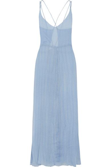 light blue silk maxi dress