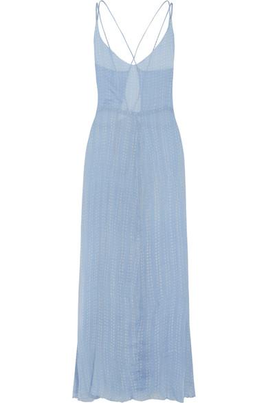 light blue silk maxi dress