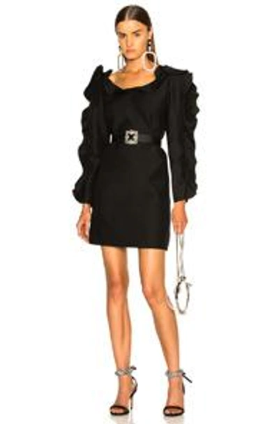 Shop Valentino Ruffle Trim Mini Dress In Black