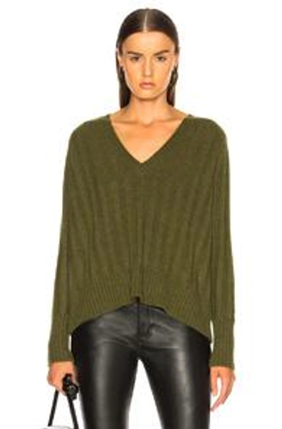 Shop Nili Lotan Maddox V Neck Sweater In Green