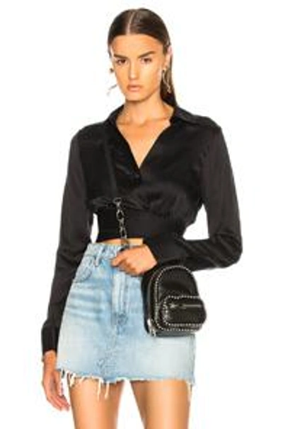 Shop Alexander Wang T Silk Crop Shirt In Black