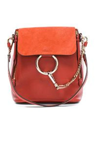 Shop Chloé Chloe Small Faye Calfskin & Suede Backpack In Red