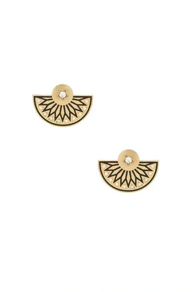 Shop Natalie B Jewelry After Dark Earrings In Metallic Gold