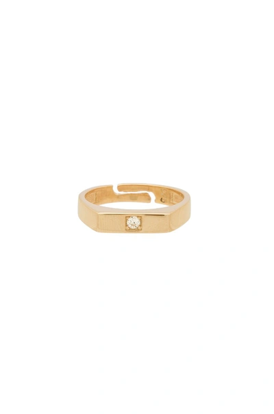 Shop Natalie B Jewelry Moonlight Signet Ring In Metallic Gold