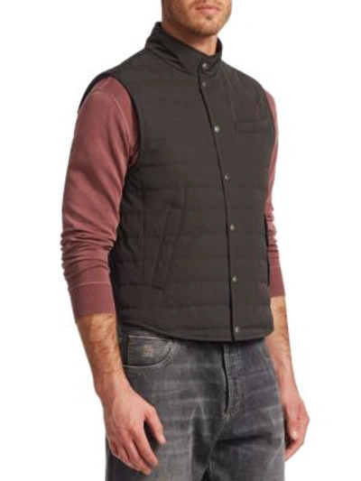 Shop Brunello Cucinelli Stand Collar Quilted Waistcoat In Green