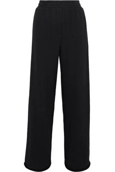 Shop Alexander Wang T Cotton-blend Terry Wide-leg Track Pants In Black