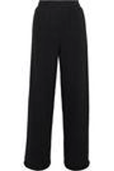 Shop Alexander Wang T Cotton-blend Terry Wide-leg Track Pants In Black