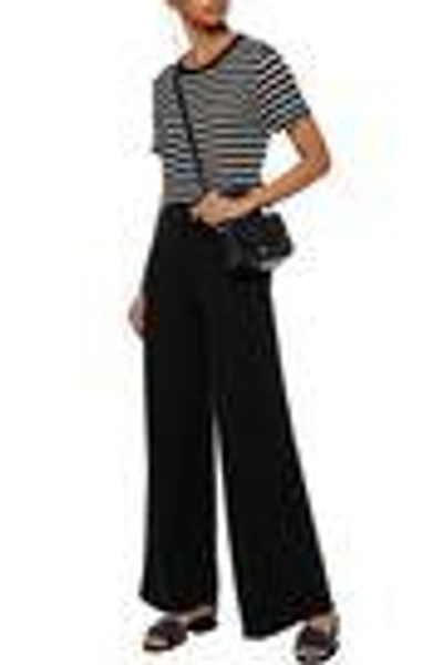 Shop Alexander Wang T Cotton-blend Terry Wide-leg Track Pants In Black