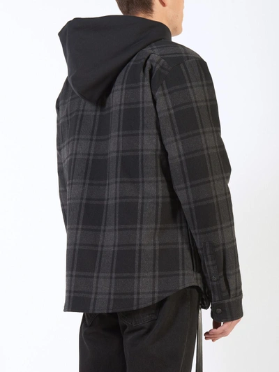 Shop Off-white Hooded Checked Flannel Jacket