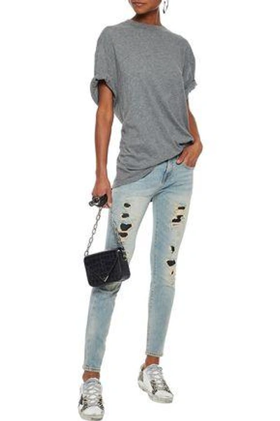 Shop R13 Alison Distressed Low-rise Skinny Jeans In Light Denim