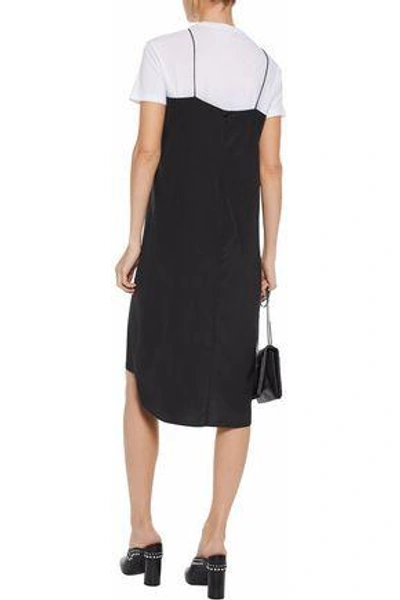 Shop Totême Woman Girona Layered Silk Dress Black