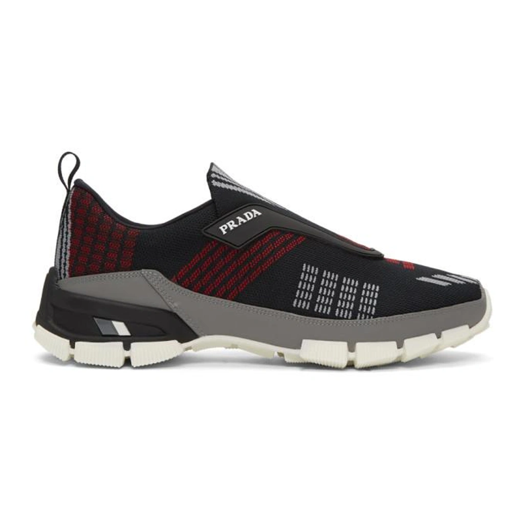 Prada Men s Nylon Tech Color Mesh Knit Cross section Slip on Sneakers In Nero ModeSens