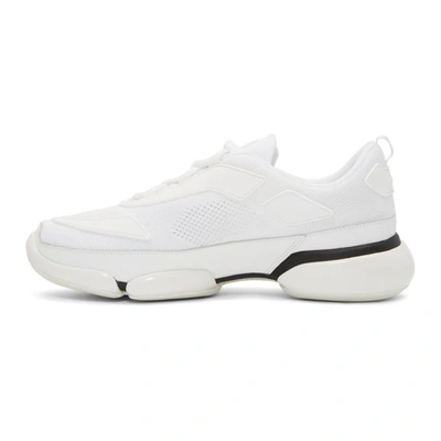 Shop Prada White Knit Cloudbust Sneakers