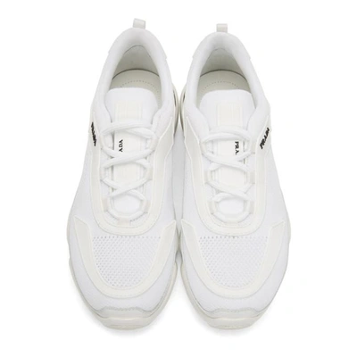 Shop Prada White Knit Cloudbust Sneakers