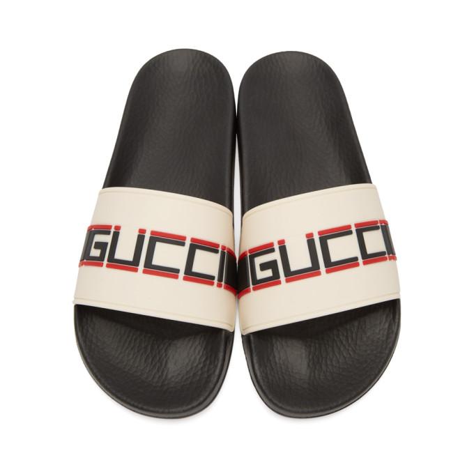 striped gucci slides