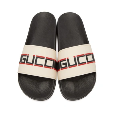 Shop Gucci Off-white Pursuit Slides In 9572 Ecru