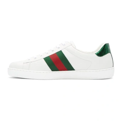 Shop Gucci White Snake Ace Sneakers In 9064 White