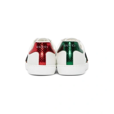 Shop Gucci White Snake Ace Sneakers In 9064 White