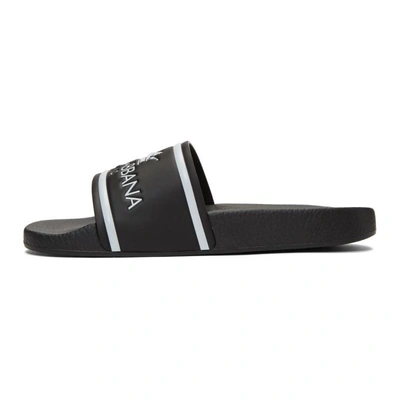 Shop Dolce & Gabbana Dolce And Gabbana Black Milano Logo Slides In Hnr18 Blk