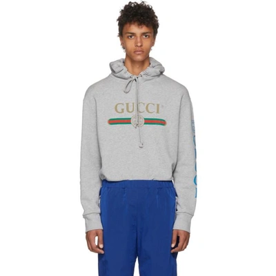 Shop Gucci Grey Dragon Hoodie In 1111 Grey