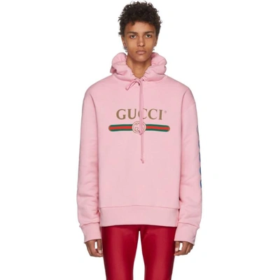 Shop Gucci Pink Dragon Hoodie In 5261 Pink
