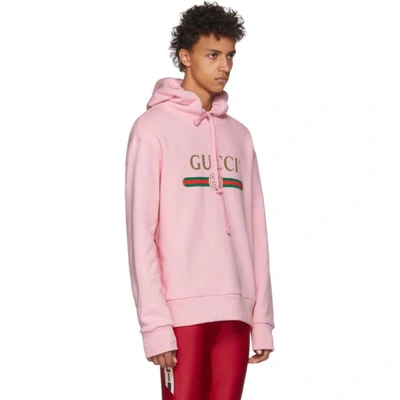 Gucci Appliquéd Cotton-jersey Hoodie In 5261 Pink | ModeSens